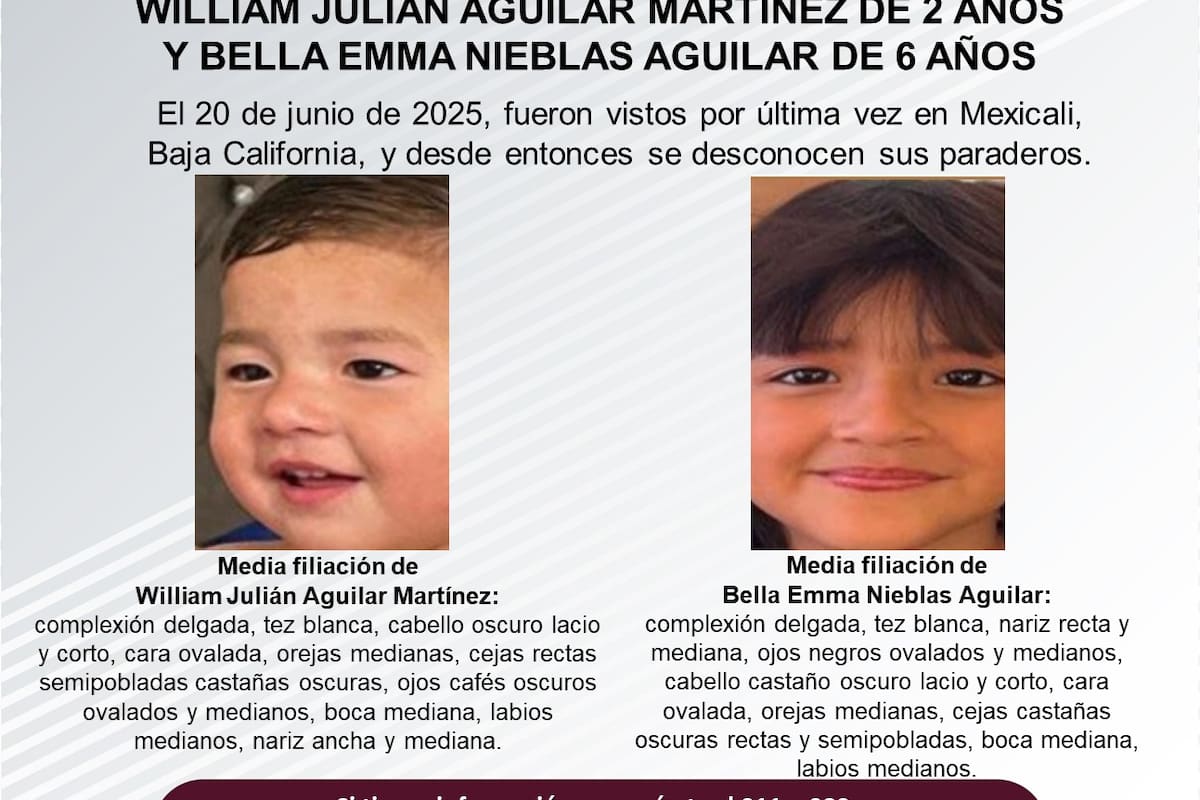 Se busca a William Julián Nieblas Aguilar y Bella Emma Nieblas Aguilar