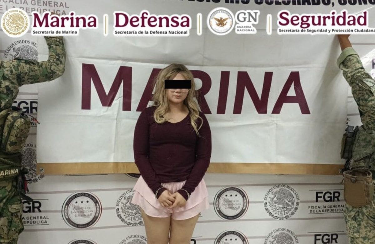 Yanet “N” fue detenida en inmediaciones del Puente Fronterizo de San Luis Río Colorado, Sonora. | Crédito: Gabinete de Seguridad de México