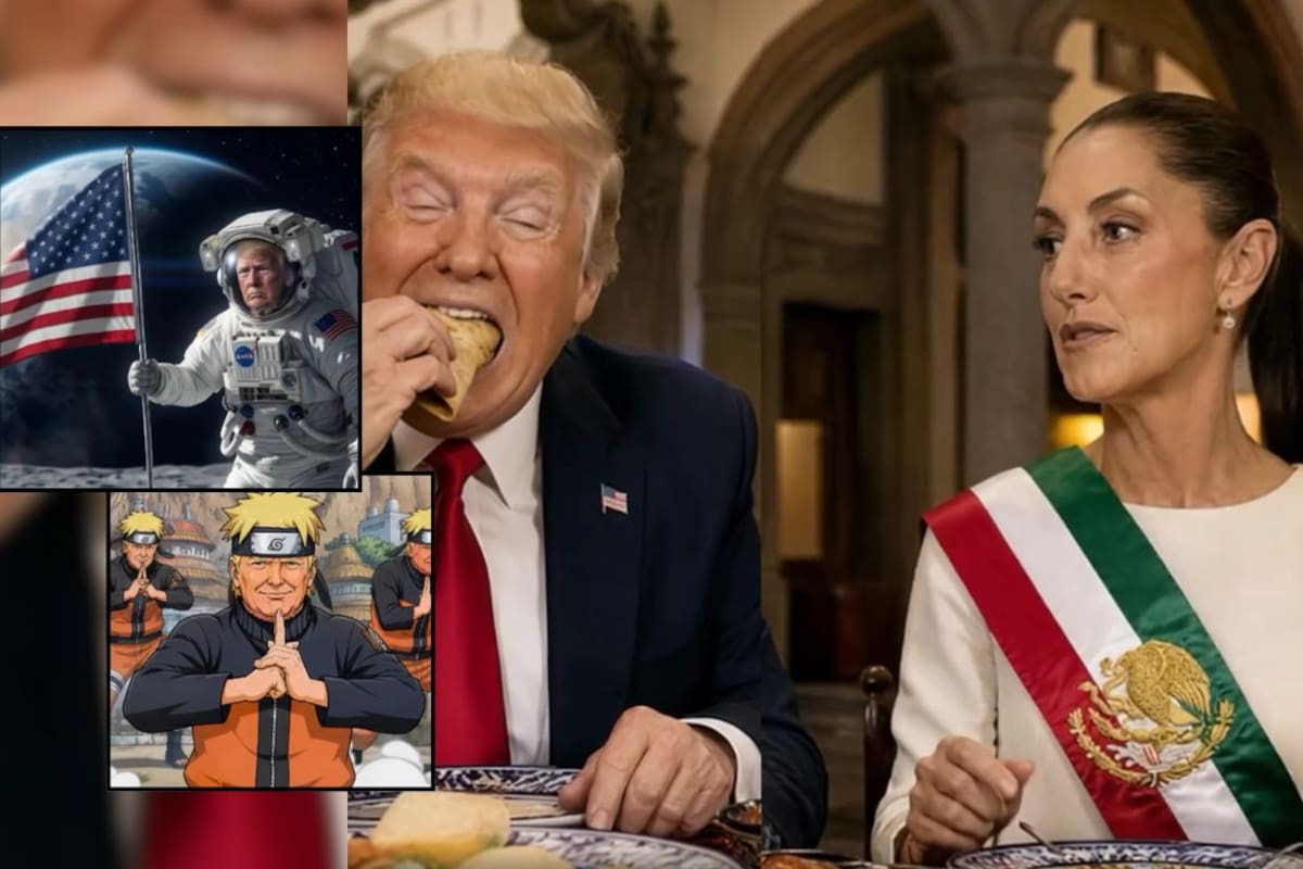Trump publica video hecho con IA donde aparece bailando por el mundo y comiendo tacos con Sheinbaum, mientras crece el debate por el uso político de la inteligencia artificial (VIDEO)