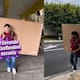 Joven se vuelve viral por hacer el trend de llevar mochilas random a la escuela: en esta ocasión fue una caja de una televisión de pantalla plana.