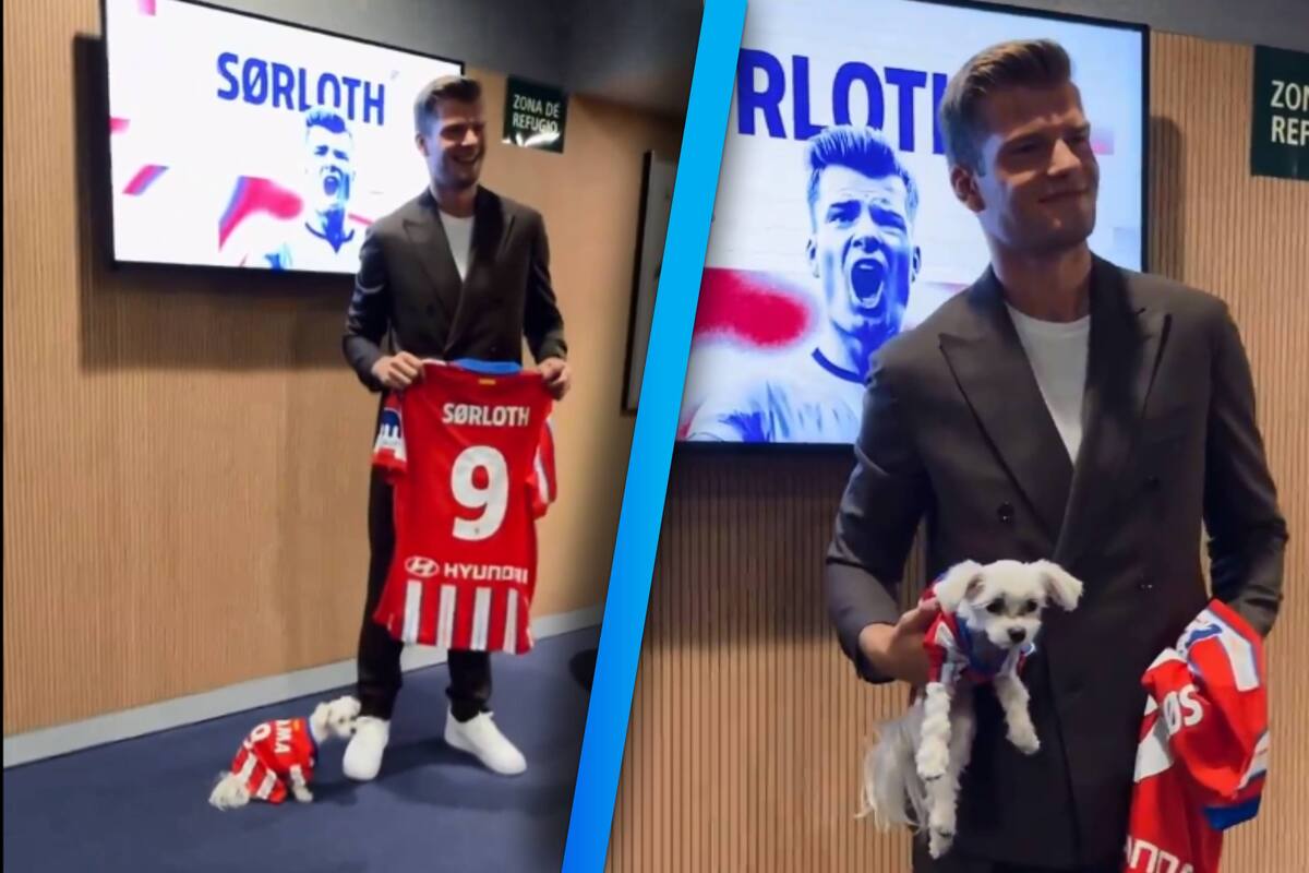 VIDEO: Atlético de Madrid presentó a Alexander Sørloth con todo y su perrito