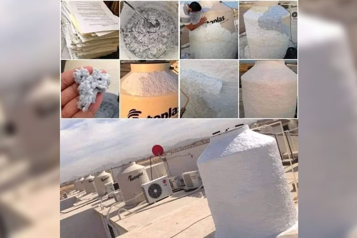 Forra su tinaco para mantener fría el agua vs calor; su idea se viraliza