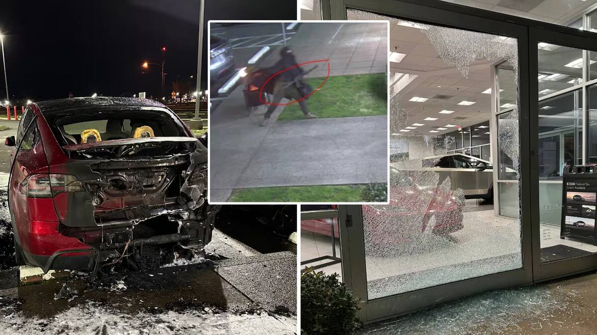 Adam Matthew Lansky, en Salem, Oregón, disparó y lanzó cócteles Molotov contra un concesionario de Tesla. FOTO: Especial