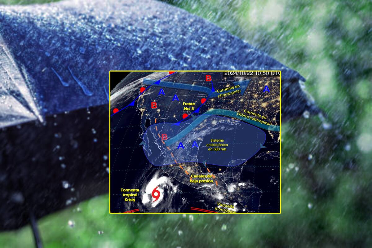 Ciclón Tropical Kristy dejará lluvias muy fuertes este martes, afectando principalmente a estos estados