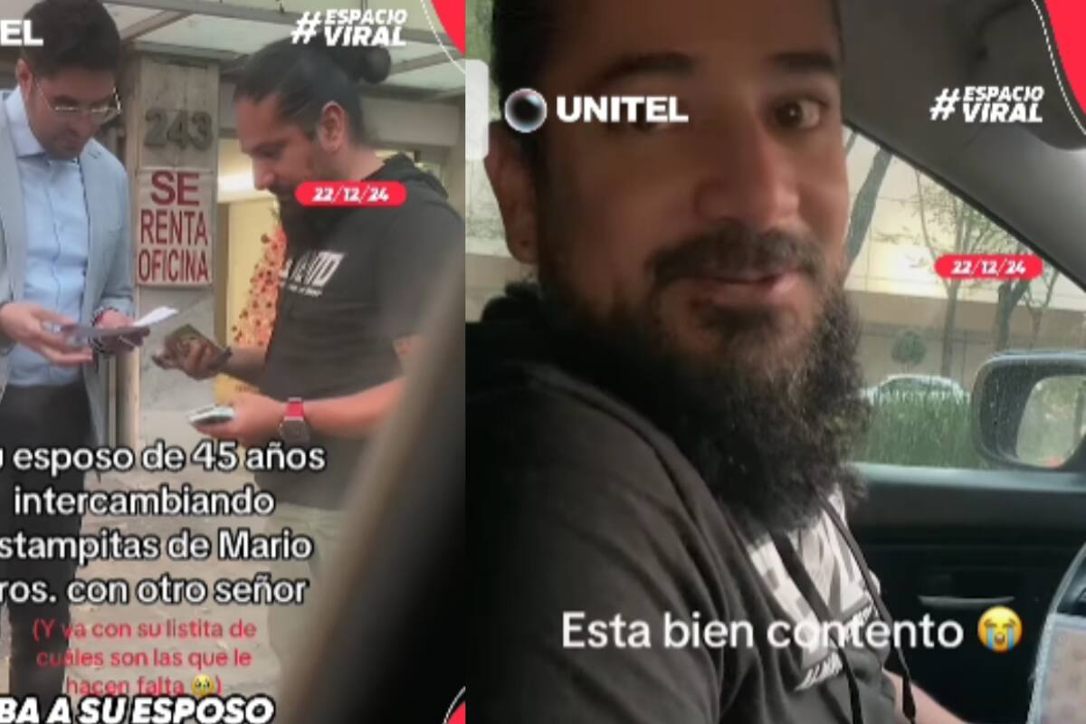 Mujer graba a su esposo de 45 años intercambiando tarjetas de Mario Bros con otro hombre