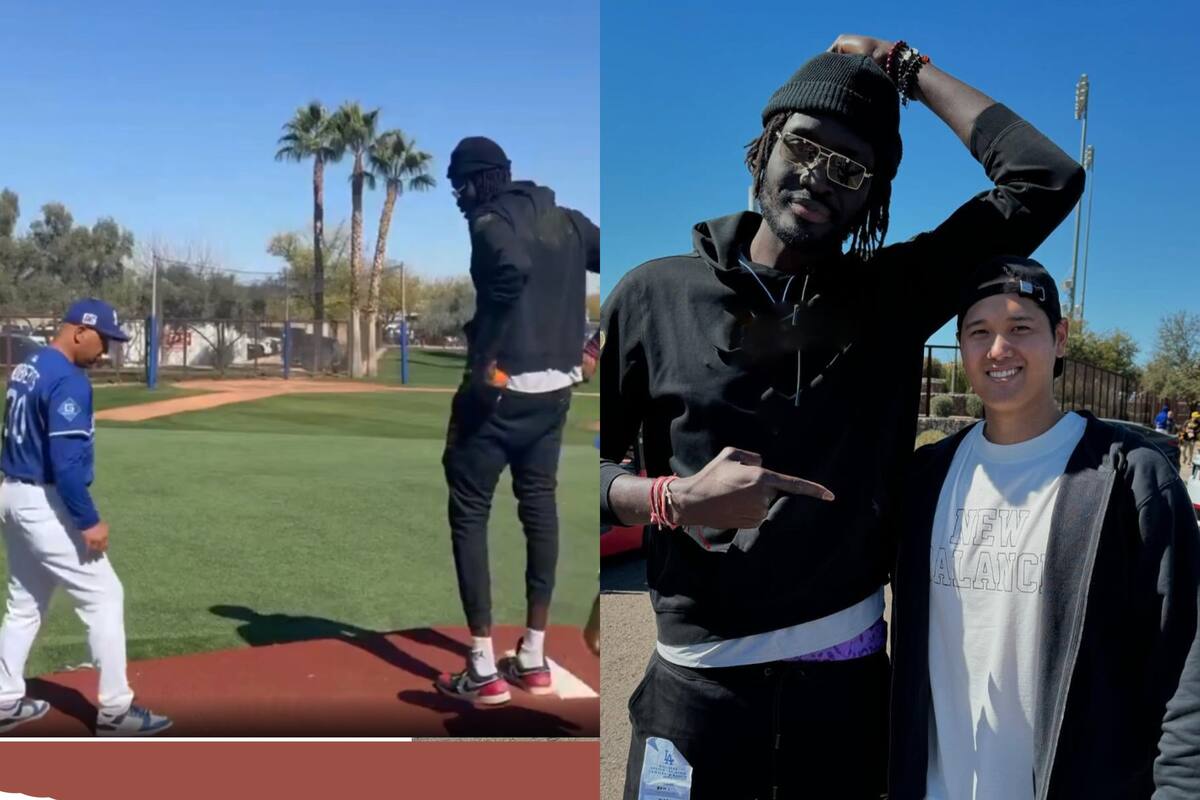 Un gigante entrena con los Dodgers durante el Spring Training 2025
