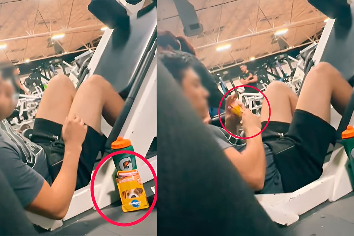 ¡Increíble! Joven detiene su rutina de gimnasio para comer alimento para perro y se vuelve viral