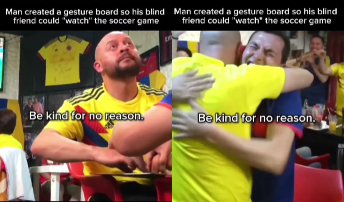 “Este gesto me hizo llorar”: Joven crea una maqueta 3D de una cancha de futbol para que su amigo invidente también disfrute del partido.