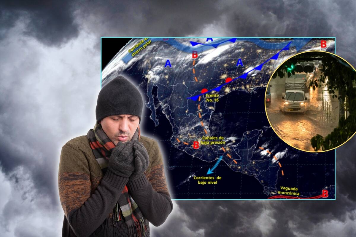 Pronostican que frente frío y canal de baja presión traerán lluvias, vientos fuertes y mucho frío en varias regiones de México este martes 17 de diciembre