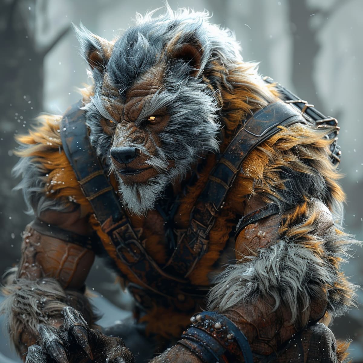 Los ojos fosforescentes de Beast, según la IA, iluminan la pantalla en un amarillo cautivador, añadiendo misterio a su transformación.