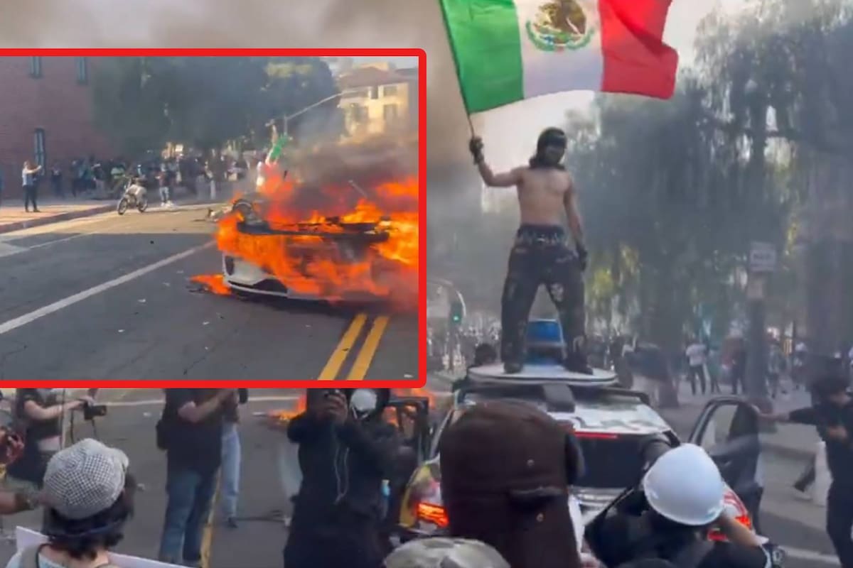 En redes acusan que uno de los manifestantes que ondeaba bandera mexicana en protestas de Los Ángeles podría ser un montaje de Trump