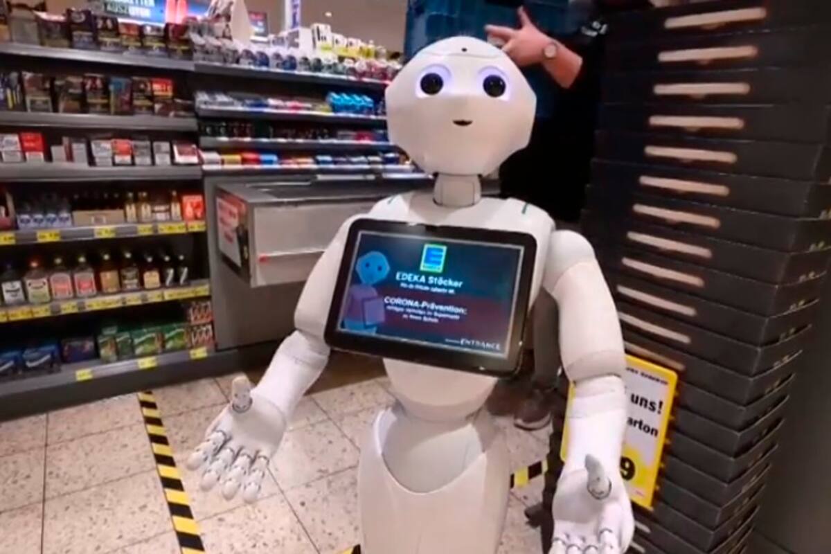 Pepper, un robot que recuerda las medidas de seguridad por el coronavirus