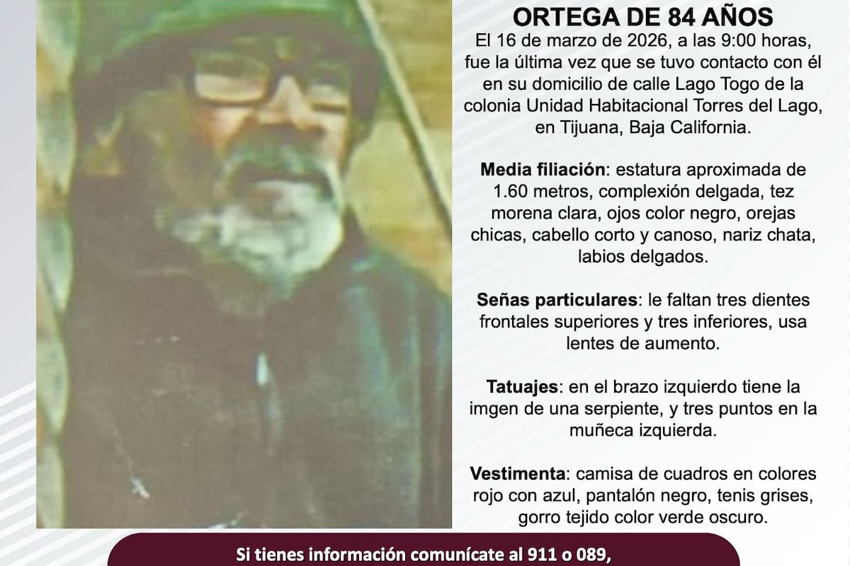 Se busca a Rogelio Gómez Ortega de 84 años de edad
