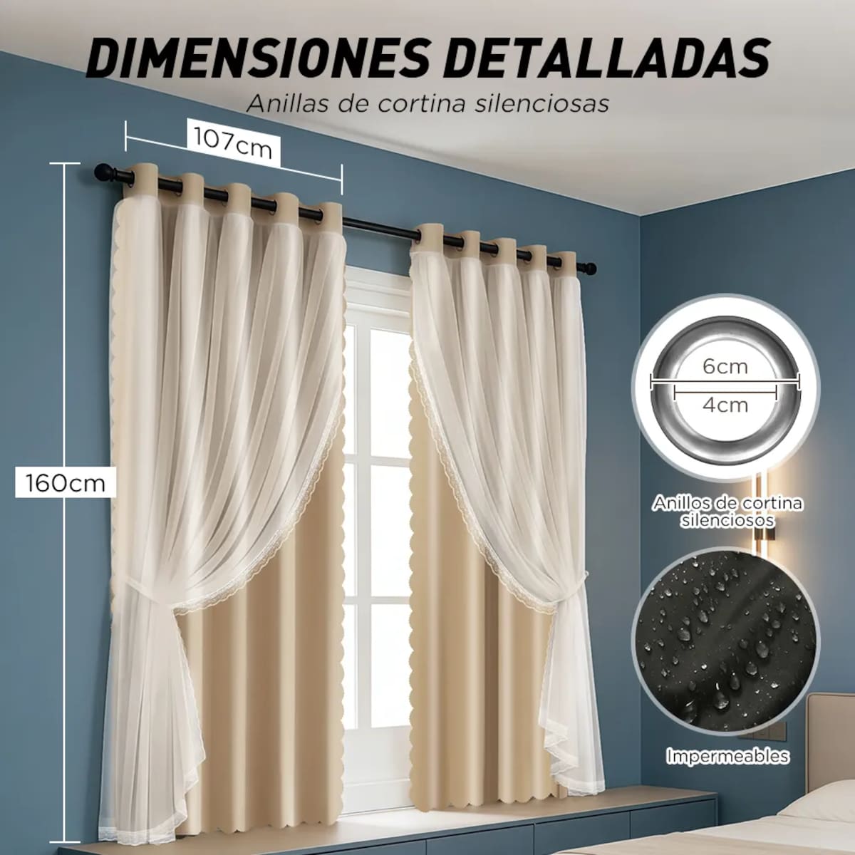 Cortinas blackout de doble capa con tul |Mercado Libre