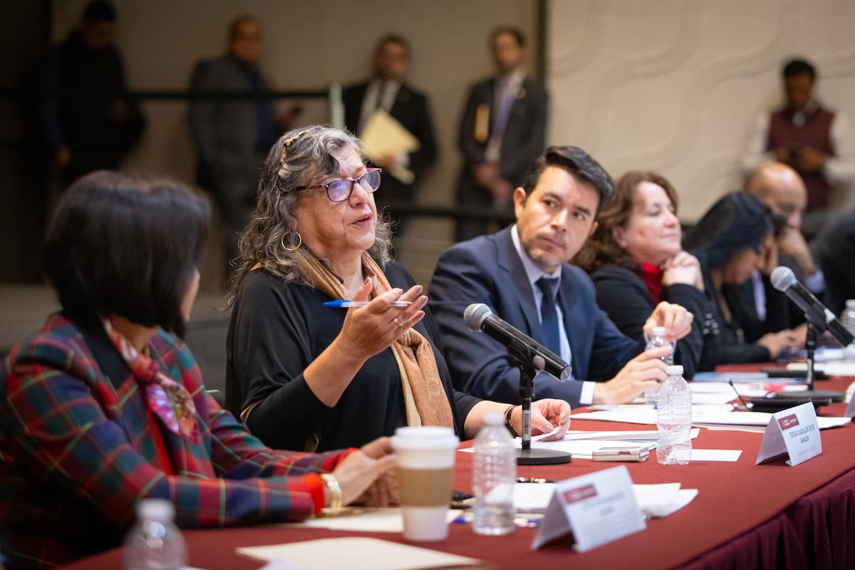 Teresa Guadalupe Reyes Sahagún, comisionada de la CNB, en una reunión del Sistema Nacional de Búsqueda. FOTO: BANCO DIGITAL