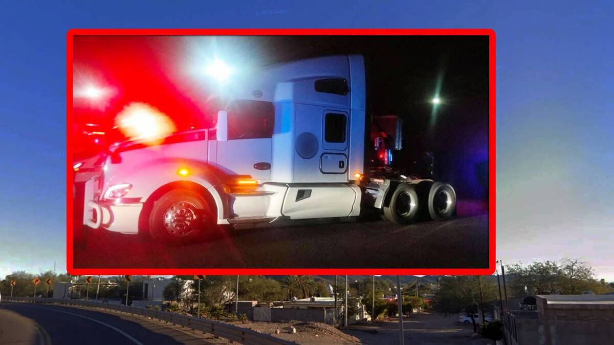 Interceptan tractocamión robado: tres arrestados tras ataque en carretera. FOTO: FGJE Sonora