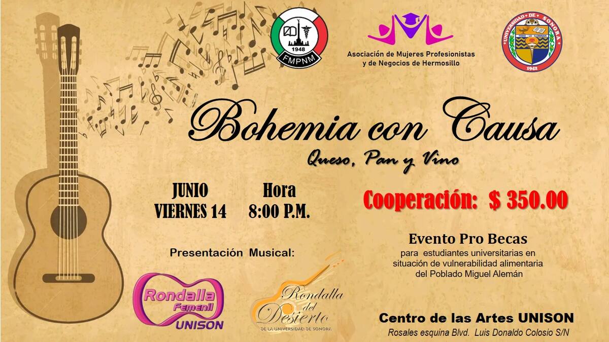 El evento se celebrará el viernes 14 de junio en el Centro de las Artes de la Unison|Foto: Facebook