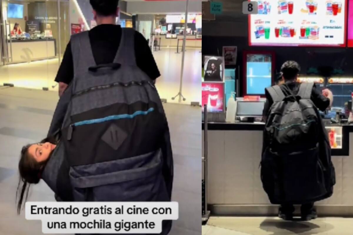 Influencer manda a hacer una mochila gigante para colar a su novia en el cine