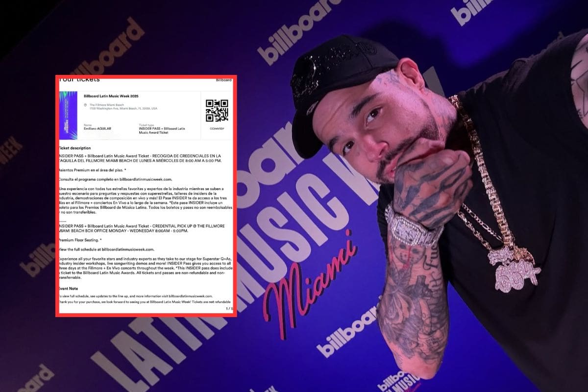 Sigue la controversia de Emiliano Aguilar en los Billboard; aseguran que no fue invitado y que compró boleto para asistir al evento
