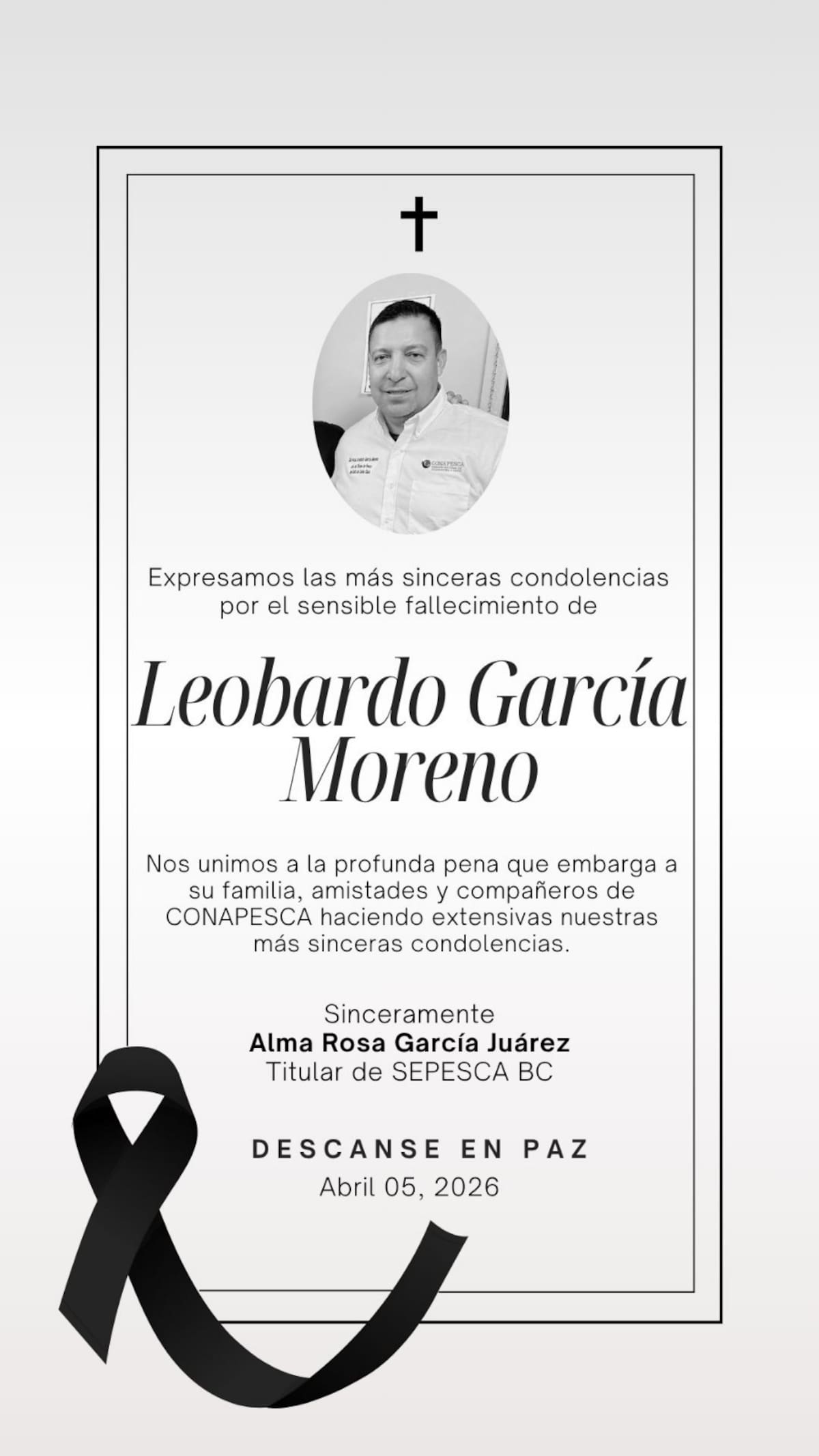 Leobardo García Moreno, funcionario de Conapesca en el Golfo de Santa Clara. Foto: Especial