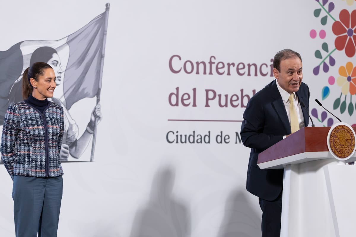 El gobernador de Sonora, Alfonso Durazo, en la "Conferencia del Pueblo" de la presidenta Claudia Sheinbaum el 26 de junio del 2025. | Crédito: Presidencia
