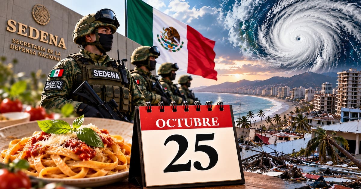 Qué se celebra hoy 25 de octubre: Día Mundial de la Pasta, Sedena y se cumplen tres años del huracán Otis