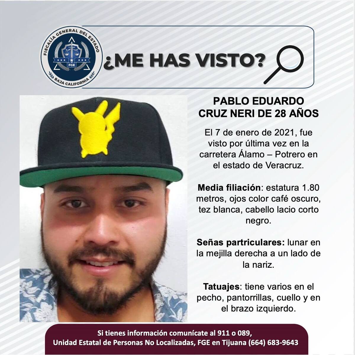 Fue visto por última vez el 7 de enero de 2021.