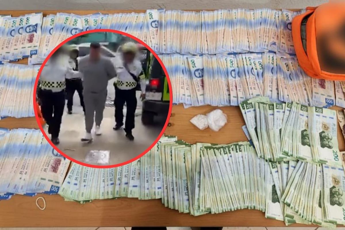 Detienen a motociclista con armas, droga y un millón de pesos en efectivo en la CDMX