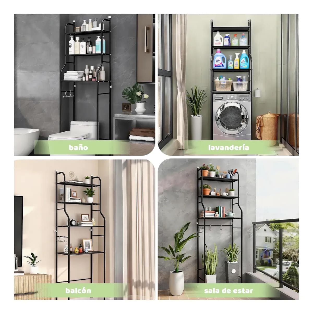 Mueble organizador de metal para baño con tres estantes ajustables | Mercado Libre