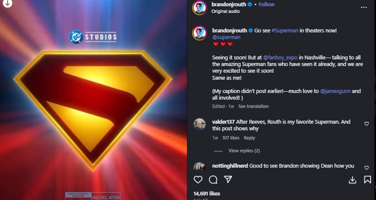 Brandon Routh motivó a sus seguidores a no perderse “Superman” / Instagram @brandonjrouth