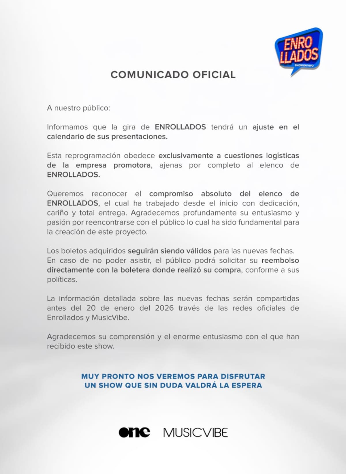 El show de Adal Ramones, Yordi Rosado, Eduardo España y Roxana Castellanos pospone sus presentaciones. Foto: Cortesía