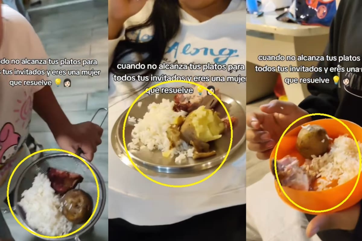 “Pero ninguno se quedó sin comer”: mujer se queda sin platos y sorprende al improvisar con utensilios de cocina