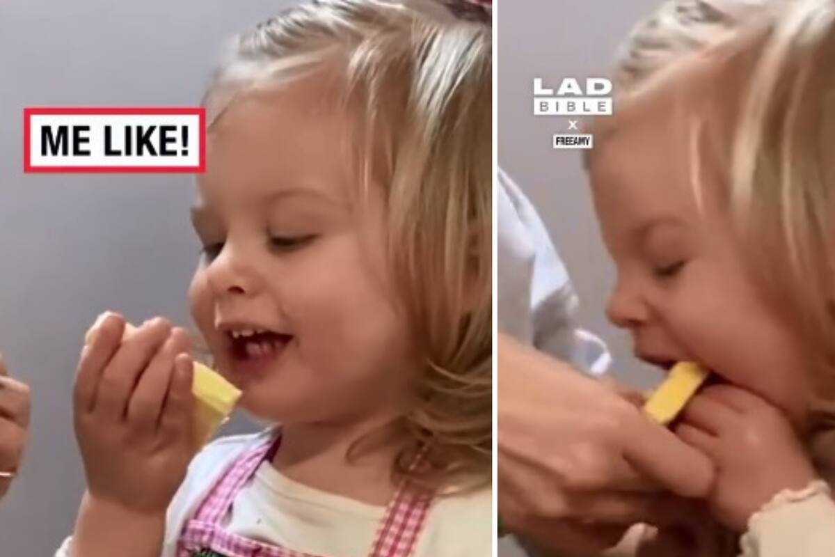 Niña se viraliza por su reacción al probar la mantequilla por primera vez