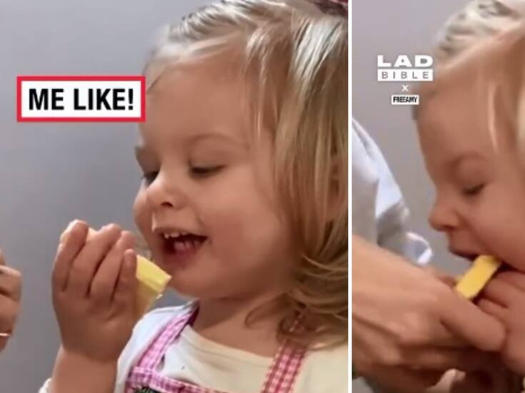 Niña se viraliza por su reacción al probar la mantequilla por primera vez