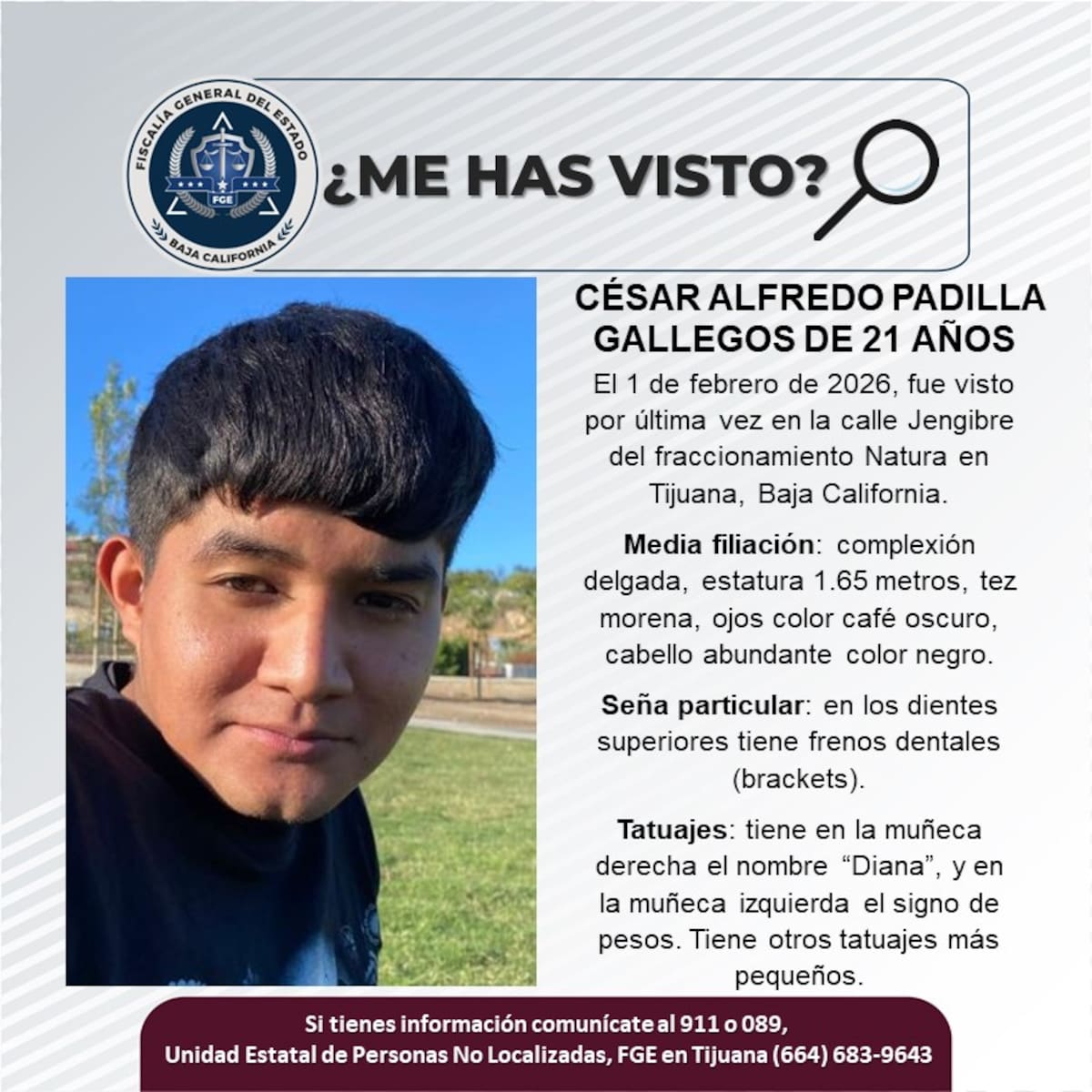 Fue visto por última vez el 1 de febrero de 2026.