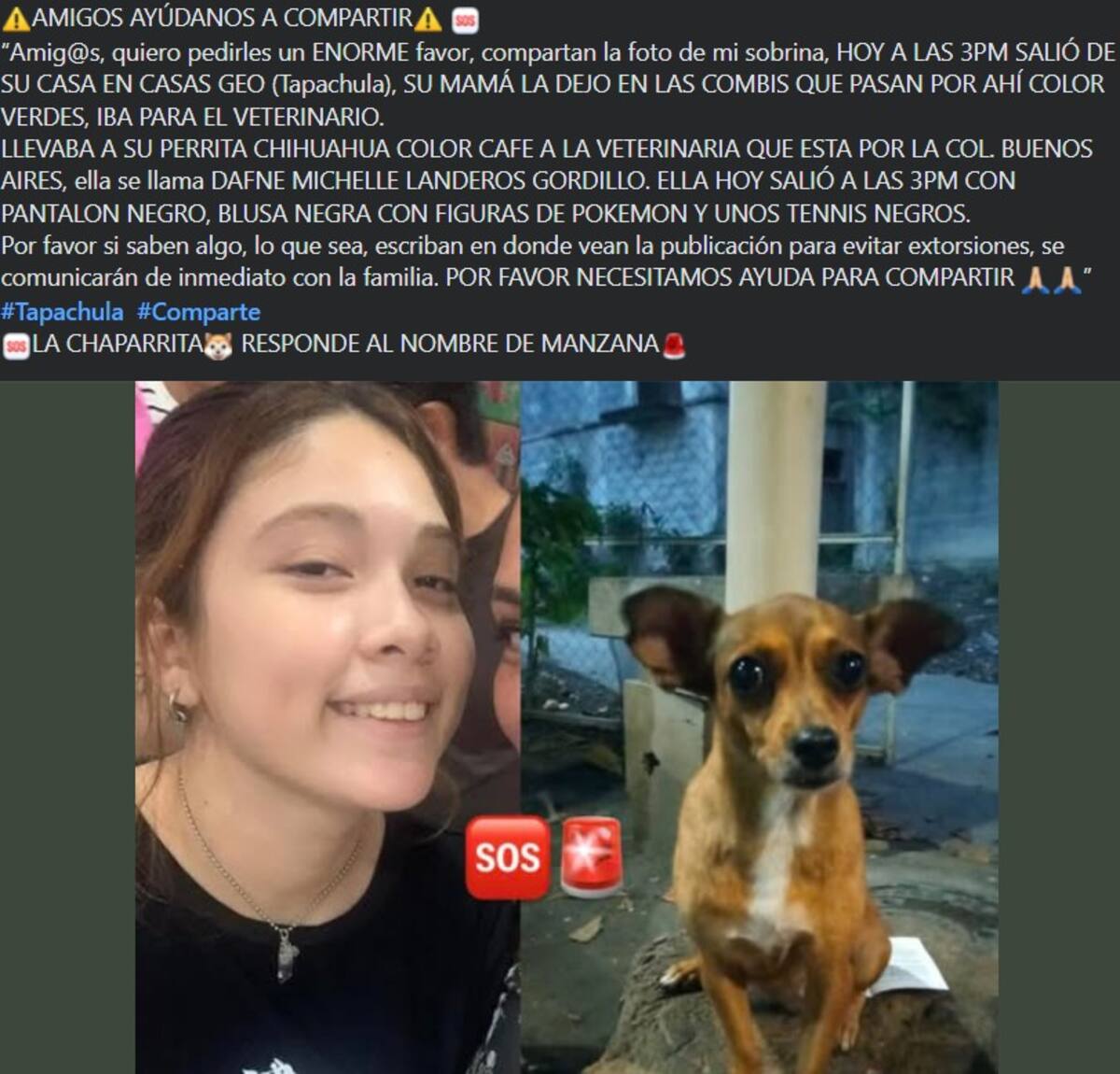 Post de desaparición