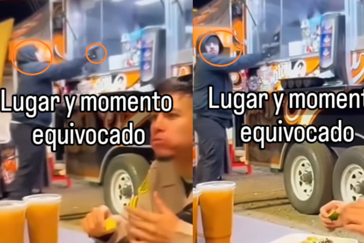 ¡Le salió el tiro por la culata! Ladrón intenta asaltar taquería... y se topa con policías comiendo