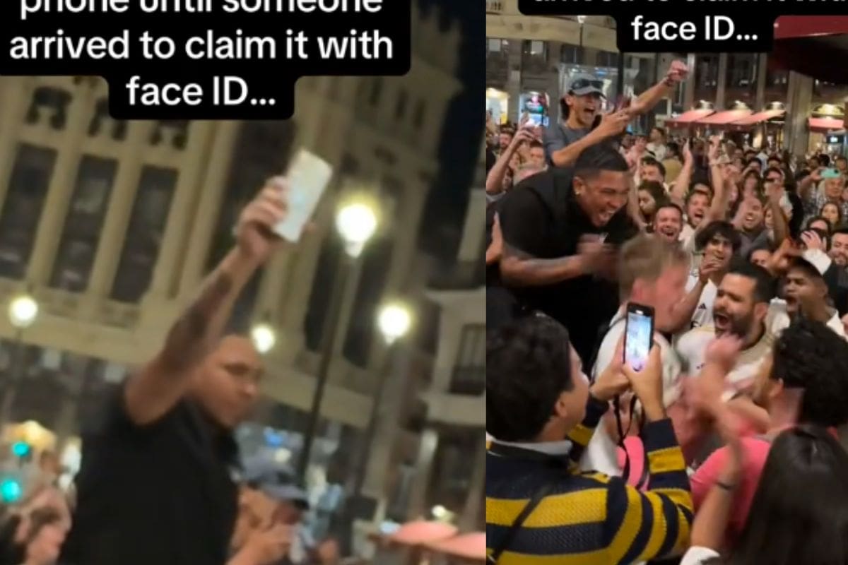 Hombre encuentra y sostiene un celular en medio de la multitud hasta que alguien lo reclame usando su “FaceID”