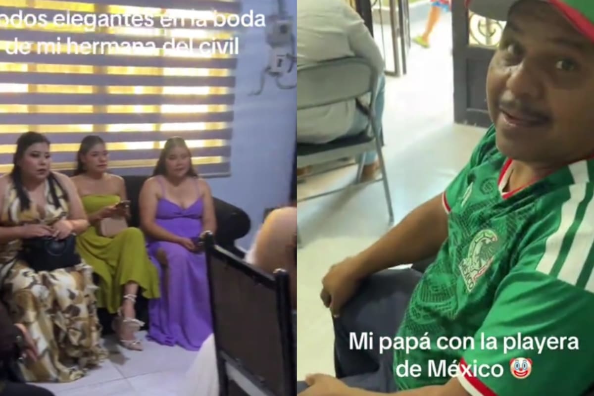 “Mientras todos iban formales, él llegó con una playera de la Selección y una gorra” Padre roba miradas durante la boda civil de su hija por su peculiar forma de vestir