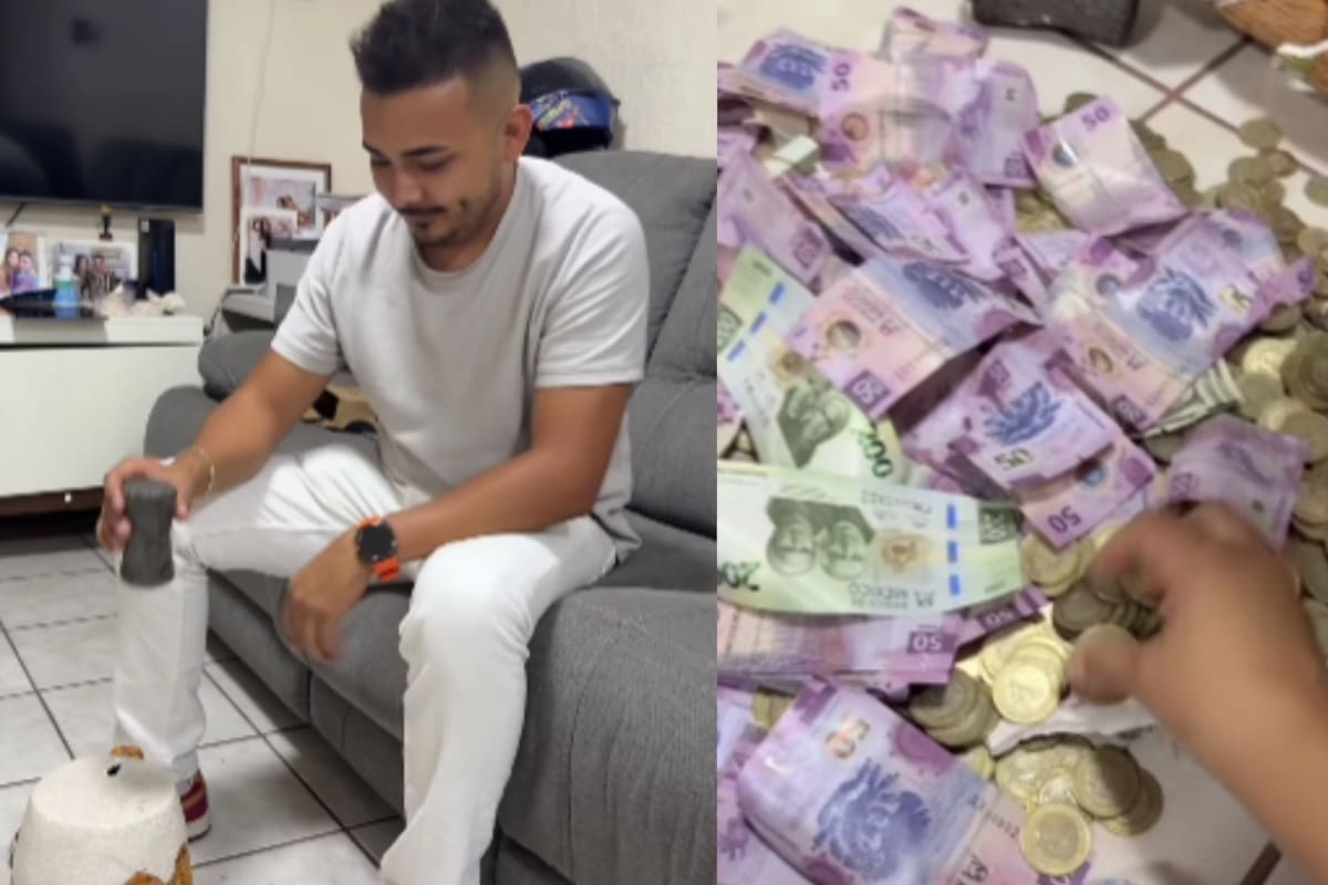 Pareja se vuelve viral por romper su alcancía después de 2 años ahorrando: Esto fue lo que juntaron