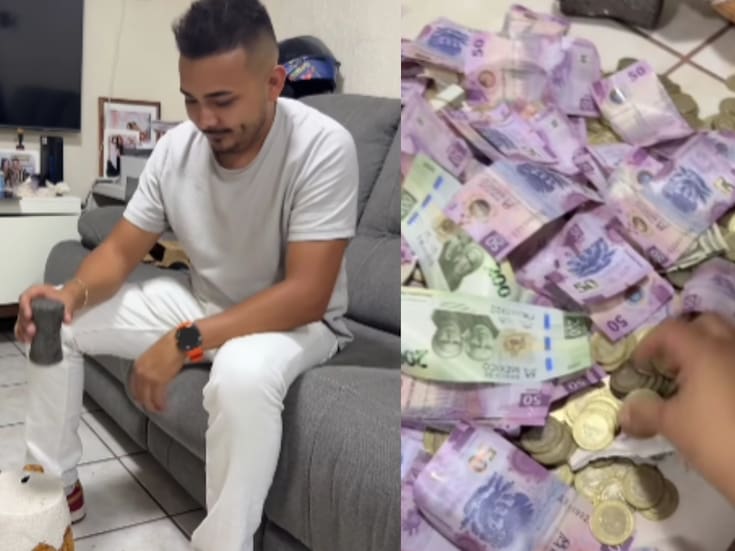 Pareja se vuelve viral por romper su alcancía después de 2 años ahorrando: Esto fue lo que juntaron