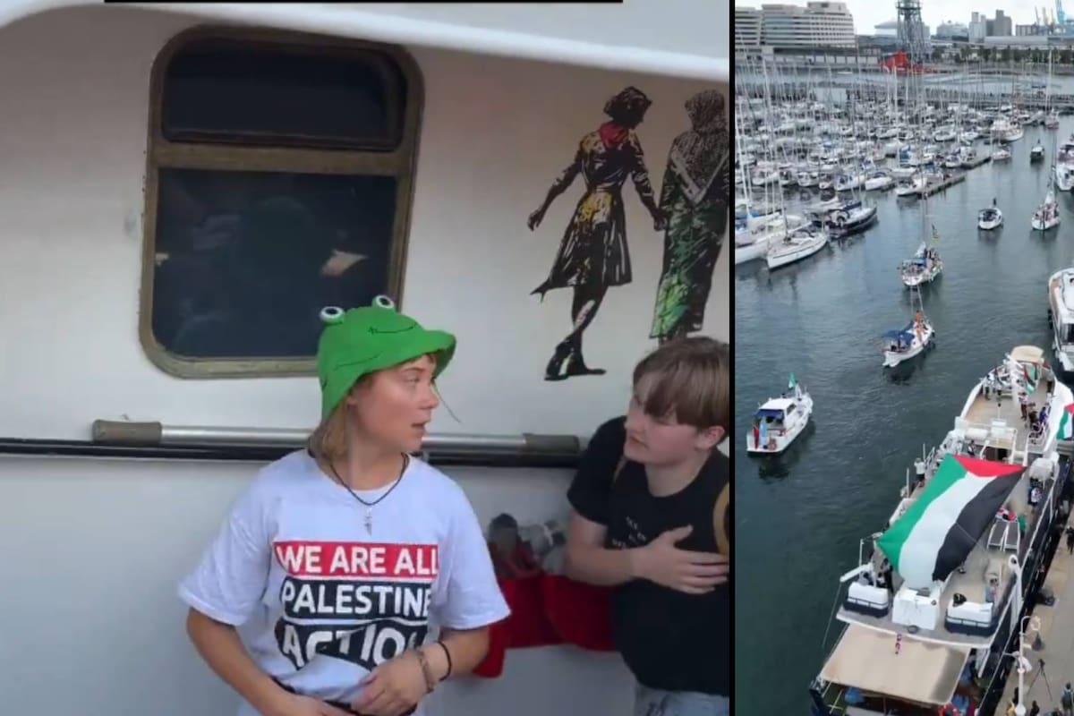 Una flotilla humanitaria parte de Barcelona rumbo a Gaza con Greta Thunberg y otras figuras internacionales a bordo