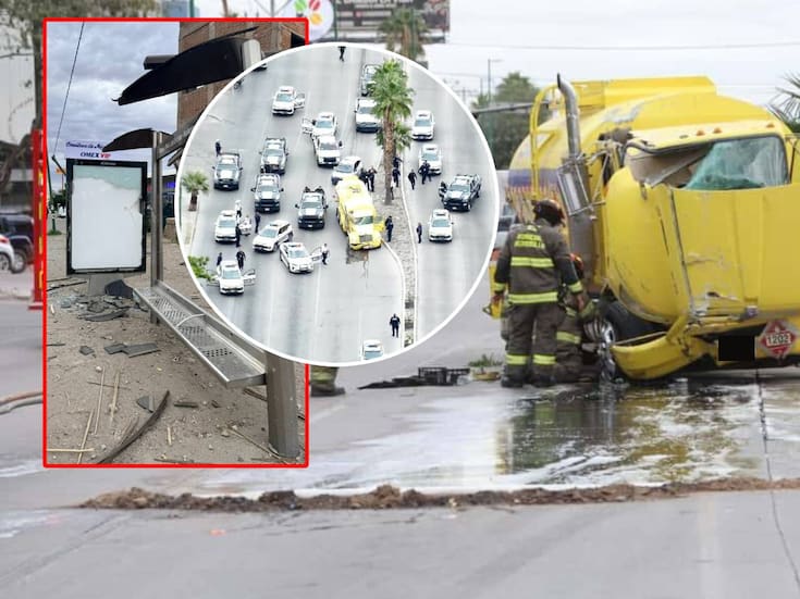 Intensa persecución de pipa sin combustible deja daños de parada, autos y lesiones en Hermosillo; acaba en detención del conductor