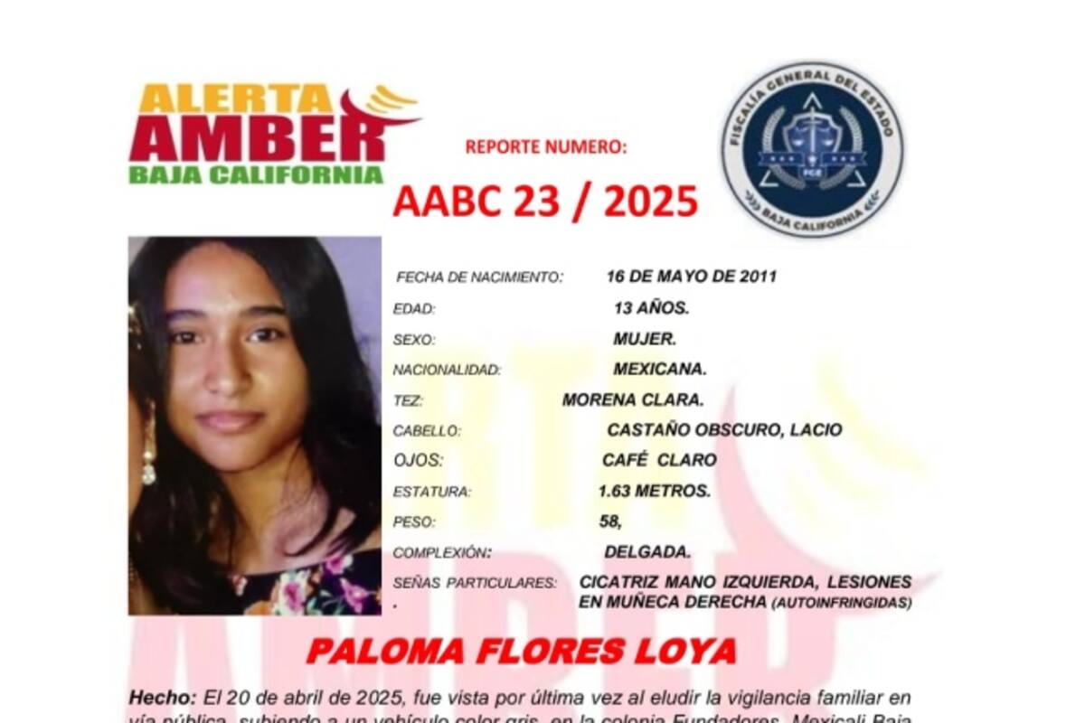 Activan Alerta Amber por Paloma Flores Loya