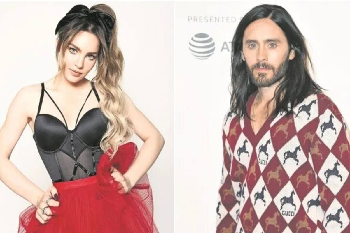 Belinda modela traje de baño durante charla con Jared Leto