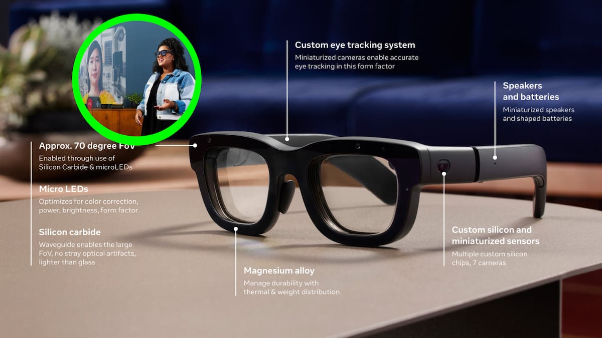 Meta presentó el primer prototipo de gafas inteligentes de realidad aumentada l Foto: META