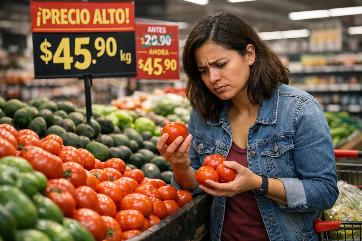 Precios de alimentos suben en México por sequía, gasolina y T-MEC incierto, mientras jitomate alcanza alza de 61% y complica el consumo diario en hogares
