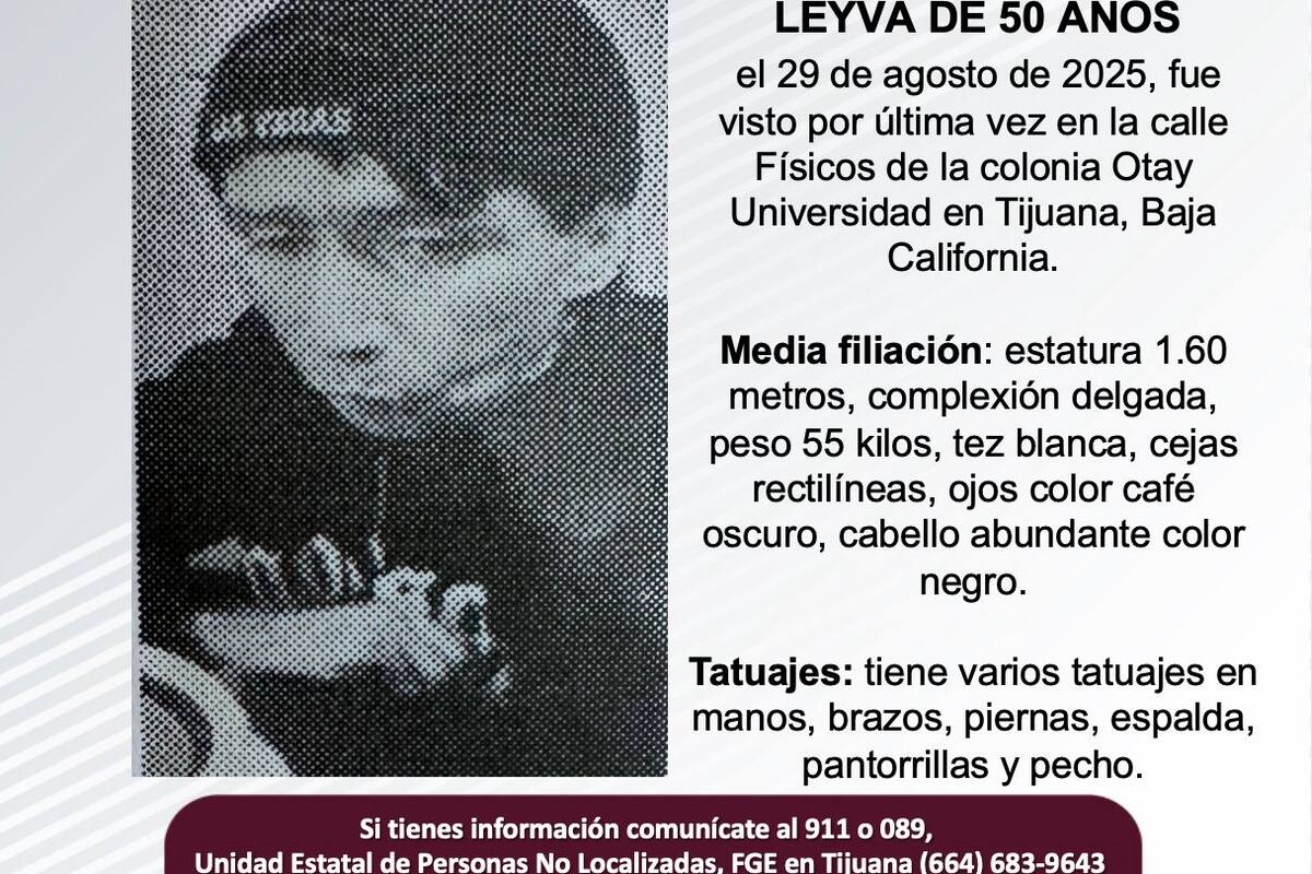 Se busca a Sergio López Leyva de 50 años