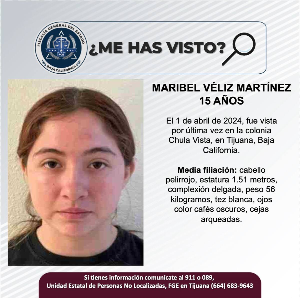 Maribel Véliz Martínez fue vista por última vez el 1 de abril del 2024.