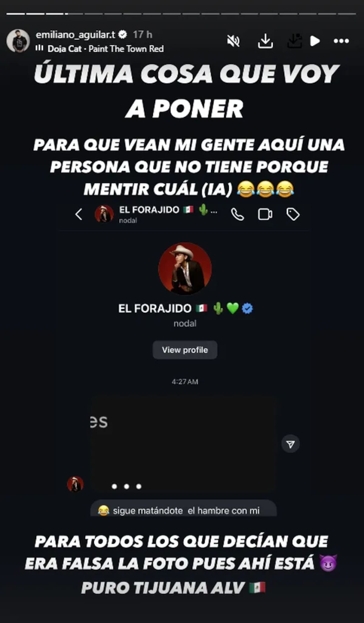 Emiliano Aguilar asegura que las capturas con Christian Nodal son reales y no fueron manipuladas con inteligencia artificial.